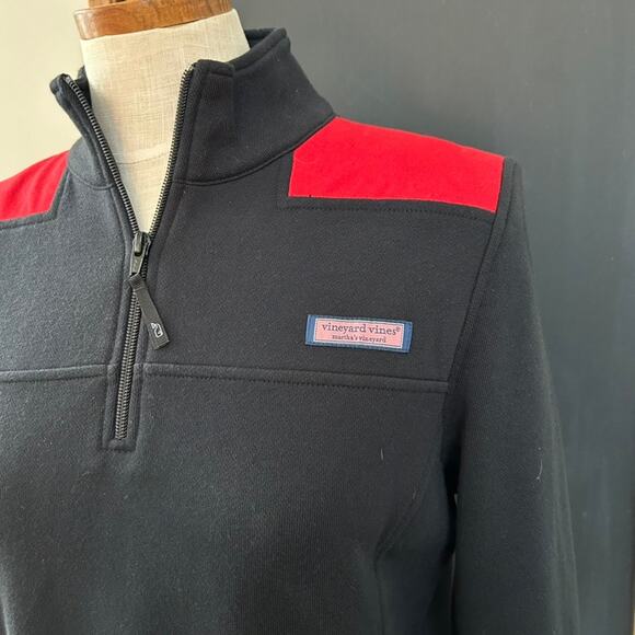NWT Vineyard Vines Shep Shirt Quarter Zip S Black Red Pullover Classic Preppy - Picture 12 of 15
